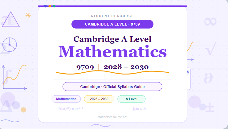 Cambridge A Level Mathematics 9709 (2028–2030)